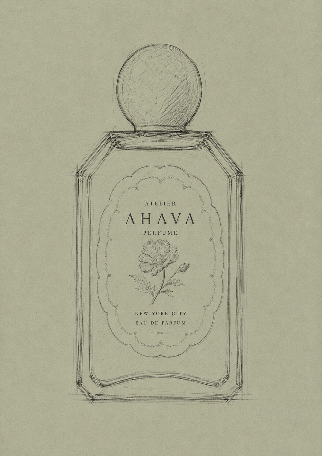 Atelier Ahava Perfume bottle design sketch