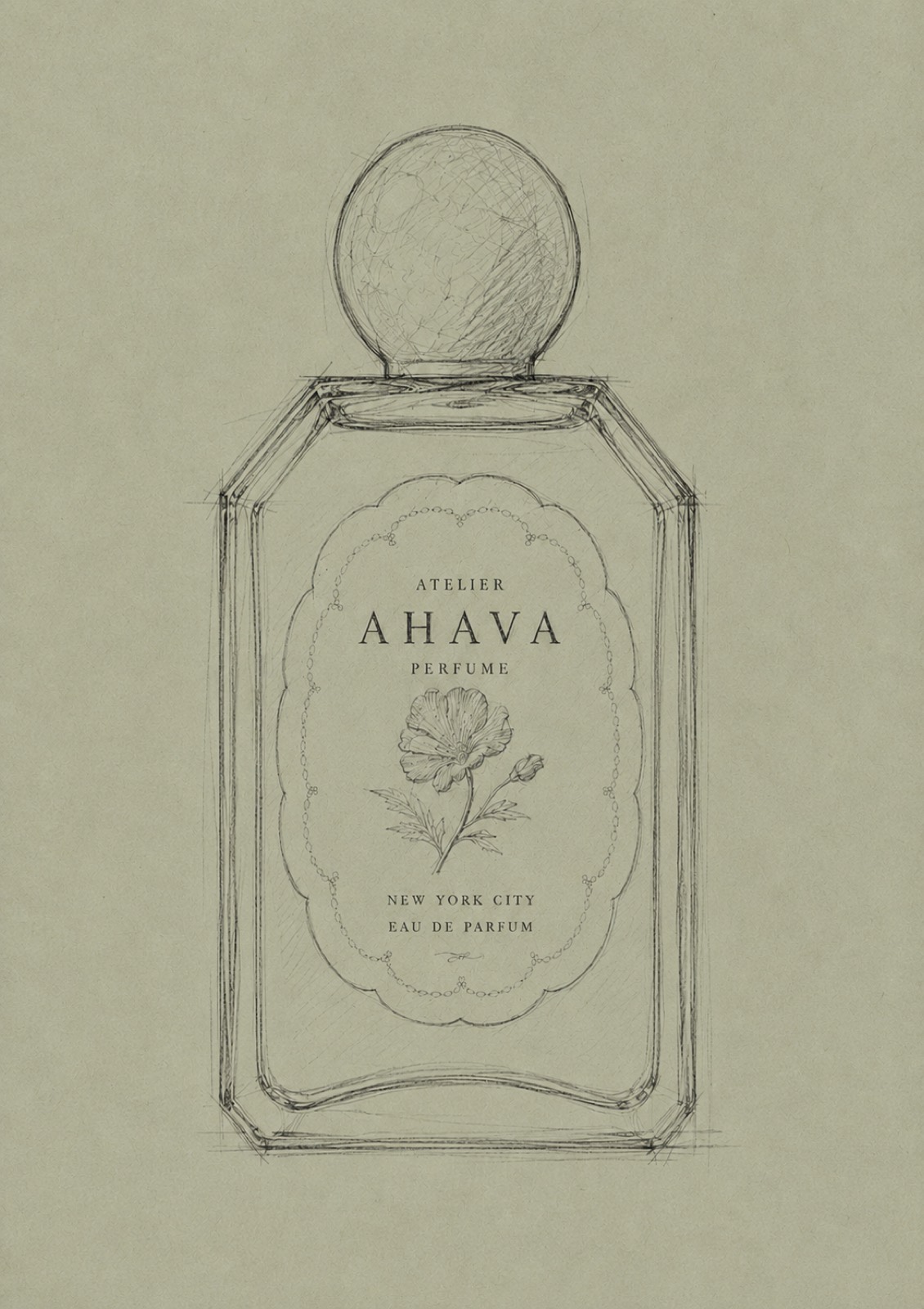 Atelier Ahava Perfume bottle design sketch