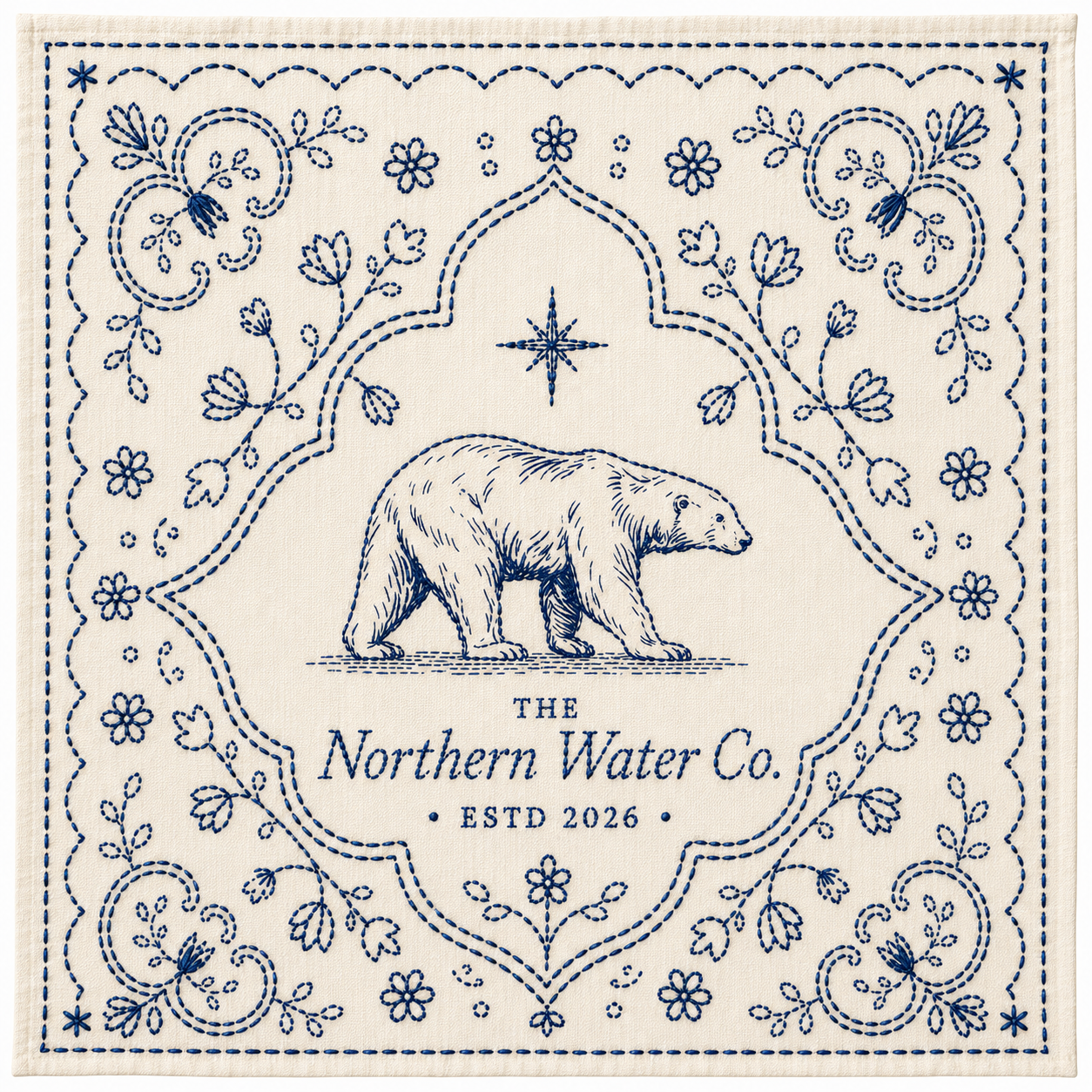 Northern Water Co. embroidered bandana, ivory