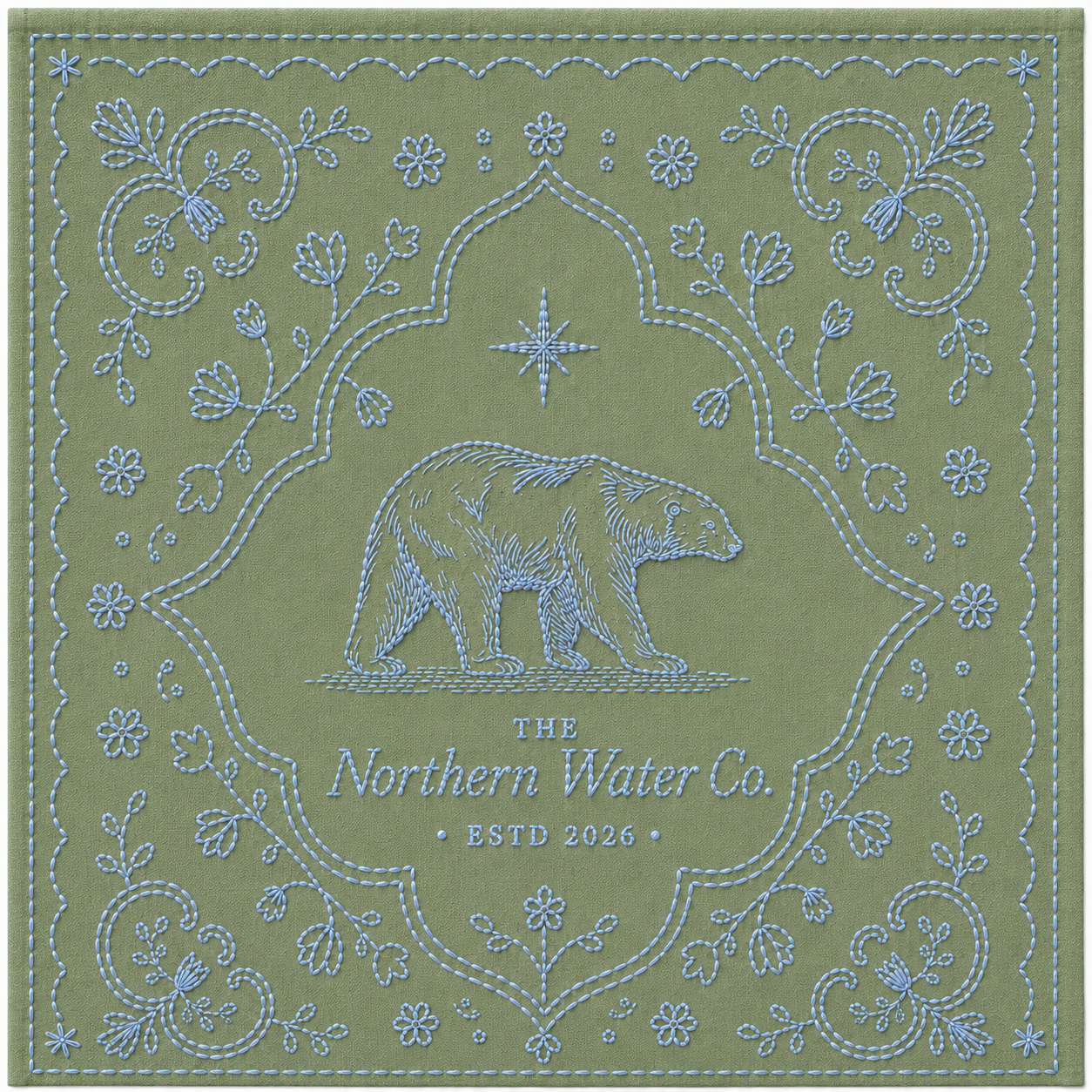 Northern Water Co. embroidered bandana, sage