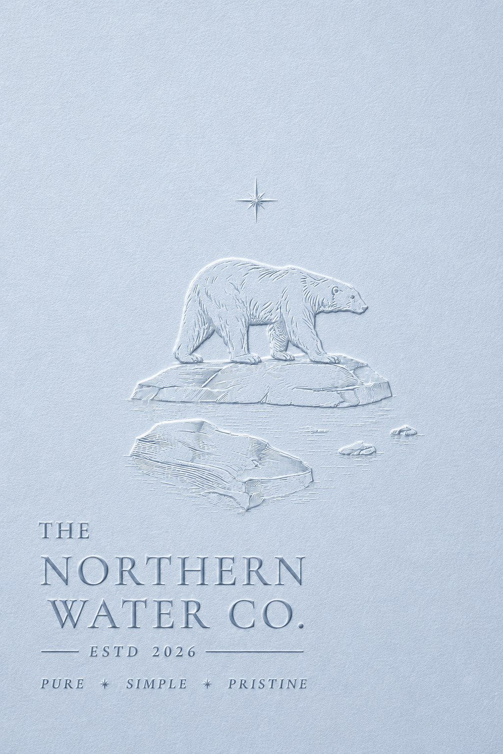 Northern Water Co. embossed poster, polar bear on ice